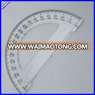 180 degree plastic transparent protractor with ruler